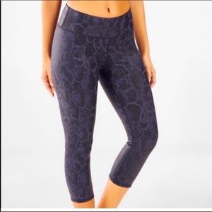 Fabletics Powerhold Purple Snake Print Capri Leggings